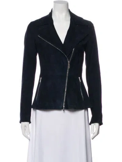 Pre-owned The Row Lambskin Biker Jacket In Blue