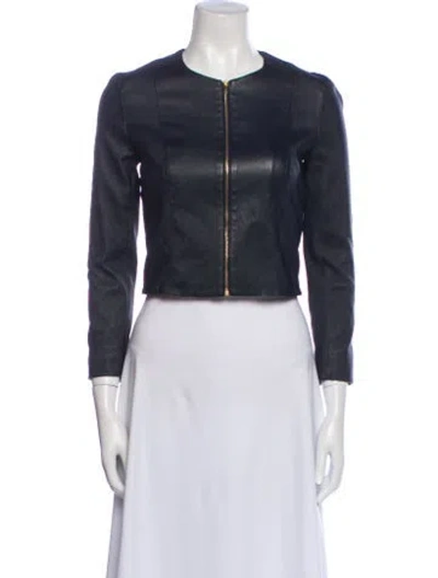 Pre-owned The Row Lambskin Biker Jacket In Blue