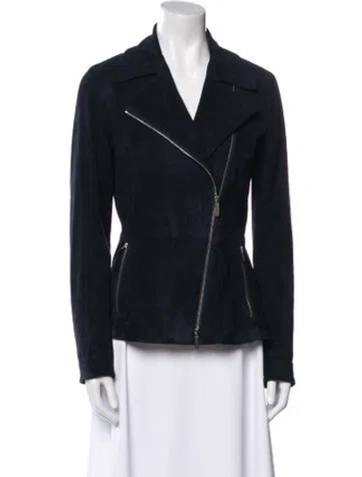 Pre-owned The Row Lambskin Biker Jacket In Blue