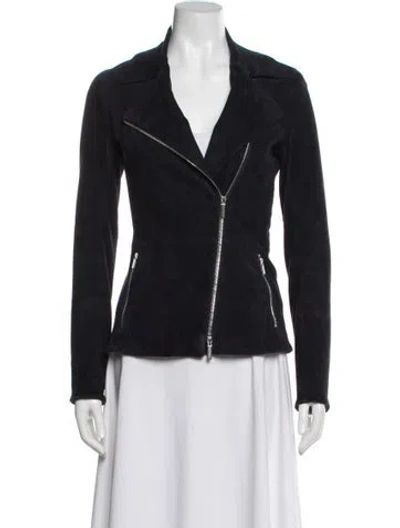 Pre-owned The Row Lambskin Biker Jacket In Blue