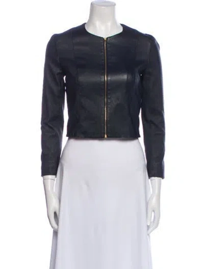 Pre-owned The Row Lambskin Biker Jacket In Blue