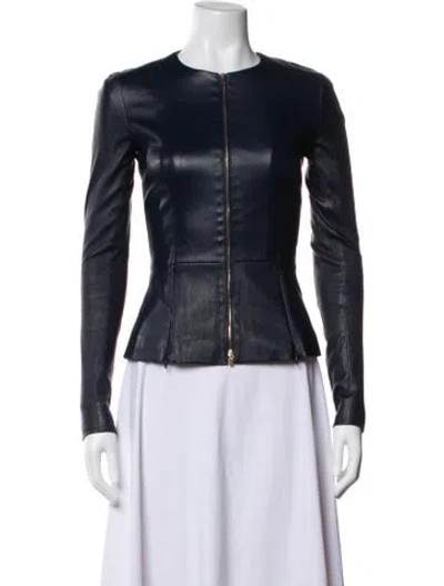 Pre-owned The Row Lambskin Biker Jacket In Blue