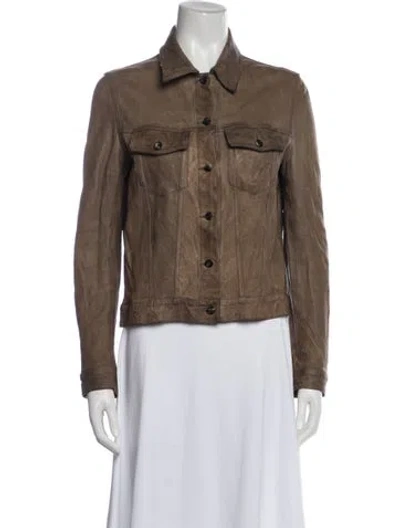 Pre-owned The Row Lambskin Biker Jacket In Brown