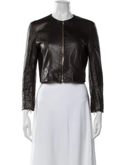 Pre-owned The Row Lambskin Biker Jacket In Brown