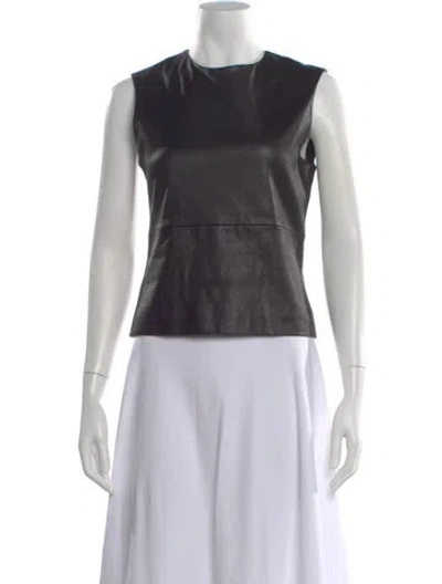 Pre-owned The Row Lambskin Crew Neck Top In Black