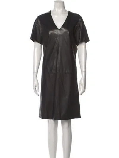 Pre-owned The Row Lambskin Knee-length Dress In Black