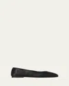 The Row Lambskin Leather Ballerina Flats In Black