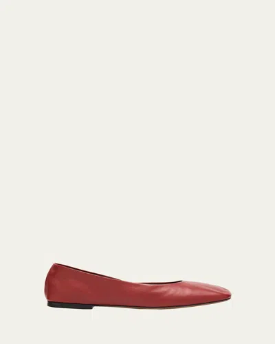 The Row Lambskin Leather Ballerina Flats In Red