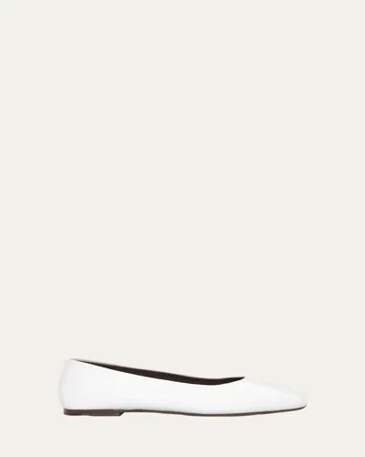 The Row Lambskin Leather Ballerina Flats In White