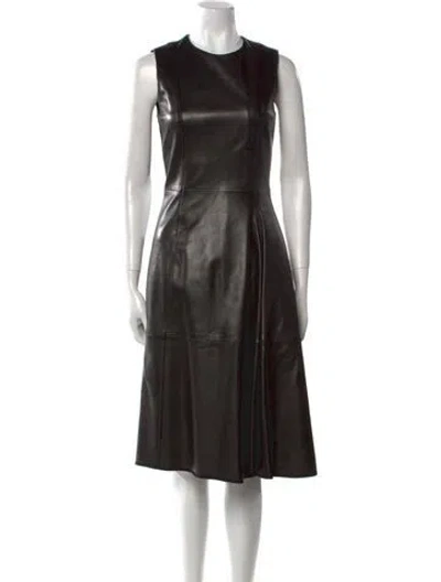 Pre-owned The Row Lambskin Midi Length Dress In Black