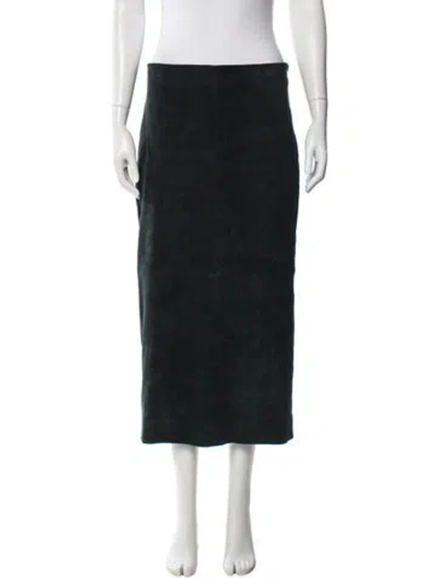 Pre-owned The Row Lambskin Midi Length Skirt In Green