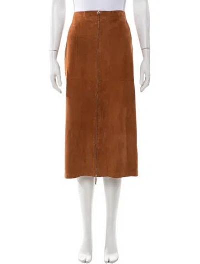 Pre-owned The Row Lambskin Midi Length Skirt In Neutrals