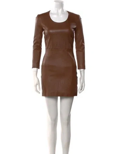 Pre-owned The Row Lambskin Mini Dress In Brown