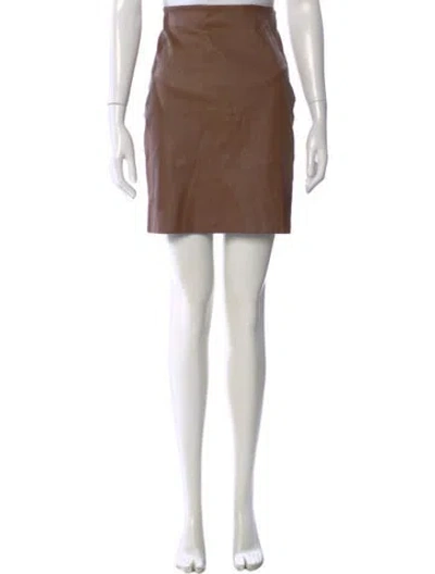 Pre-owned The Row Lambskin Mini Skirt In Brown