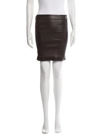 Pre-owned The Row Lambskin Mini Skirt In Brown