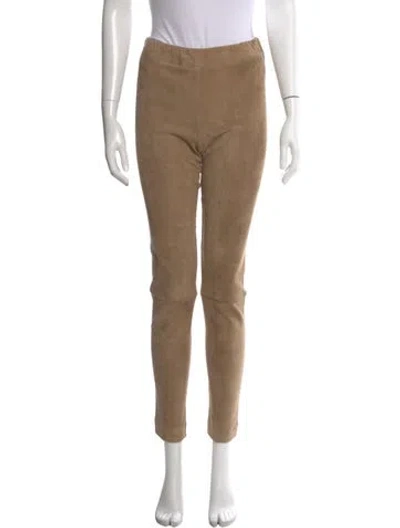 Pre-owned The Row Lambskin Skinny Leg Pants In Brown