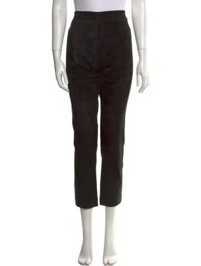 Pre-owned The Row Lambskin Straight Leg Pants In Black