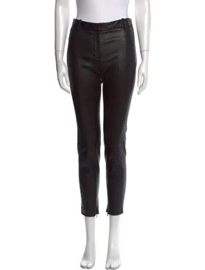 Pre-owned The Row Lambskin Straight Leg Pants In Black