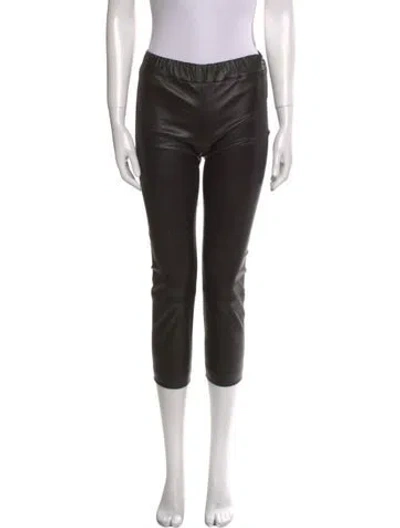 Pre-owned The Row Lambskin Straight Leg Pants In Black
