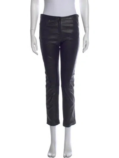 Pre-owned The Row Lambskin Straight Leg Pants In Black