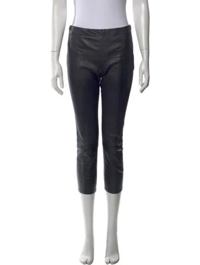 Pre-owned The Row Lambskin Straight Leg Pants In Black