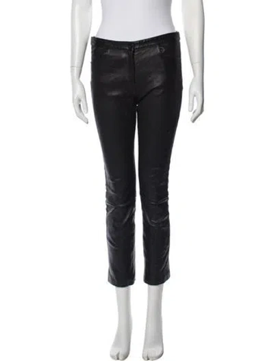 Pre-owned The Row Lambskin Straight Leg Pants In Black