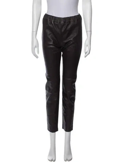 Pre-owned The Row Lambskin Straight Leg Pants In Brown