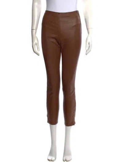 Pre-owned The Row Lambskin Straight Leg Pants In Brown