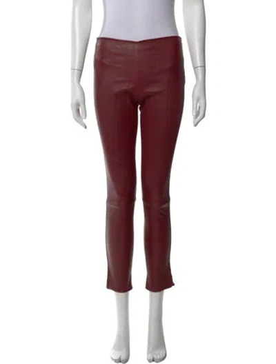 Pre-owned The Row Lambskin Straight Leg Pants In Burgundy