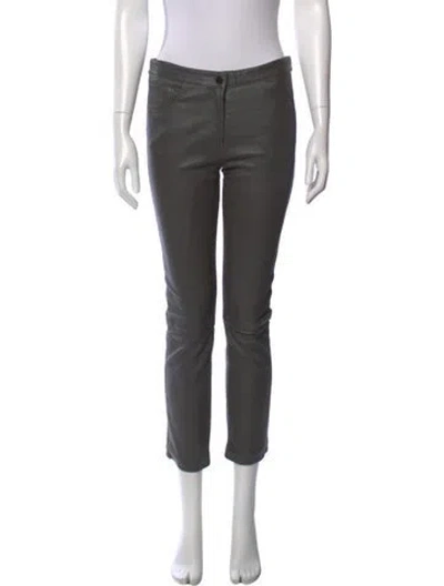 Pre-owned The Row Lambskin Straight Leg Pants In Gray