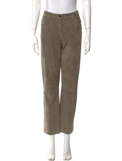 Pre-owned The Row Lambskin Straight Leg Pants In Green