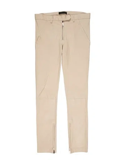 Pre-owned The Row Lambskin Straight Leg Pants In Neutral