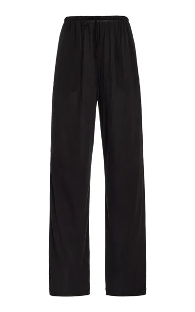 The Row Lanuit Knit Silk Wide-leg Pants In Grey
