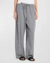 The Row Lanuit Mid-rise Wide-leg Pull-on Pants In Pietra Melange