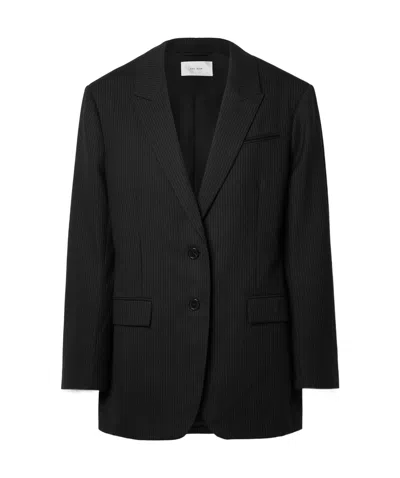 The Row Laudonia Pinstriped Wool Blazer In Black
