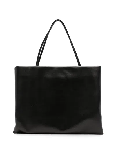 The Row Large Cecily Leather Tote Bag In Black