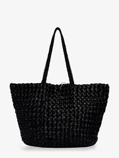 The Row Large Estrelle Raffia Shoulder Bag In Black