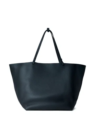 The Row Large Leather Tote Bag In Blue