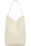 The Row North South Park Leather Tote Bag In Ivory