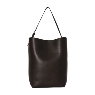 The Row Leather Shoulder Bag In Dark_brown_pld
