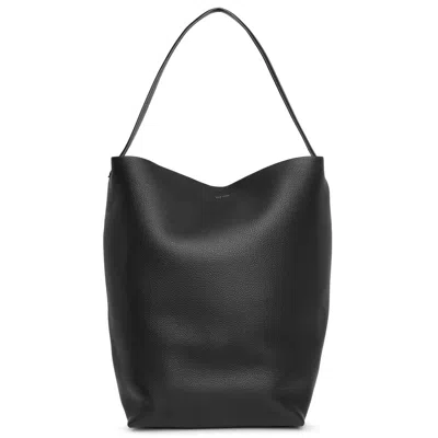 The Row Large N/s Black Leather Park Tote Bag In Blue