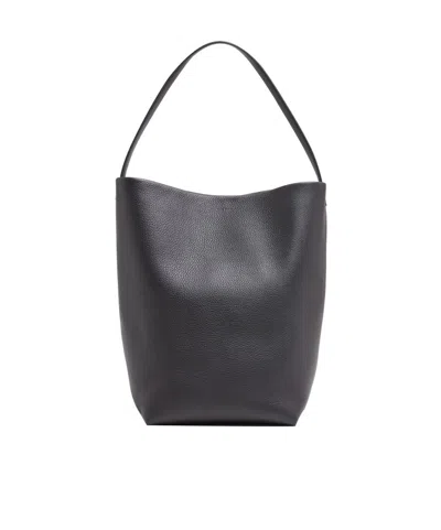 The Row Large N/s Park Leather Tote In Black
