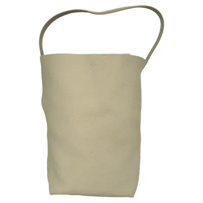 The Row Large N/s Park Tote Bag In Cream Calf Leather In Green