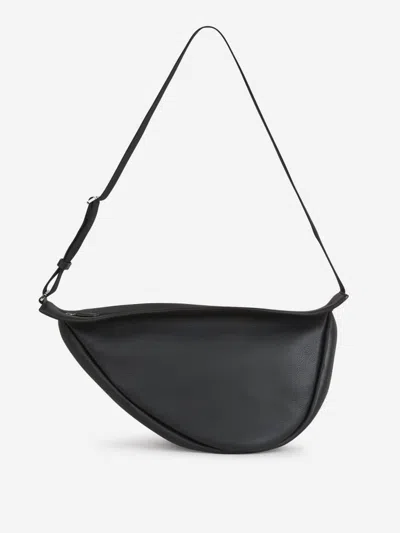The Row Large Slouchy Banana Grain Leather Bag In Black Pld