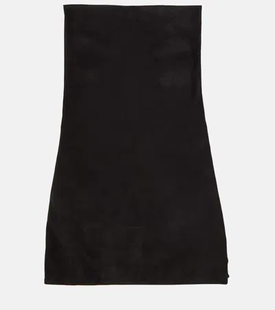 The Row Large Suede Glove Bag In Black