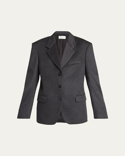 The Row Lasonne Cashmere Jacket In Charcoal Melange