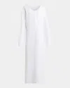The Row Latoya Long-sleeve Crewneck Cotton Midi Dress In White