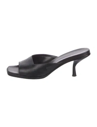 Pre-owned The Row Lauren Leather Slides In Black