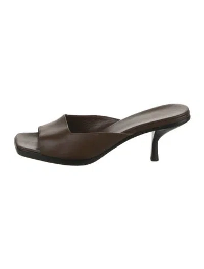 Pre-owned The Row Lauren Leather Slides In Brown