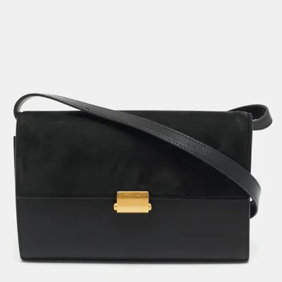 Pre-owned The Row Laurie Black Leather And Suede Crossbody Bag